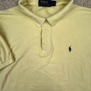 Polo Ralph Lauren Cotton Short Sleeve Polo Shirt w Pony Adult Size Large Yellow